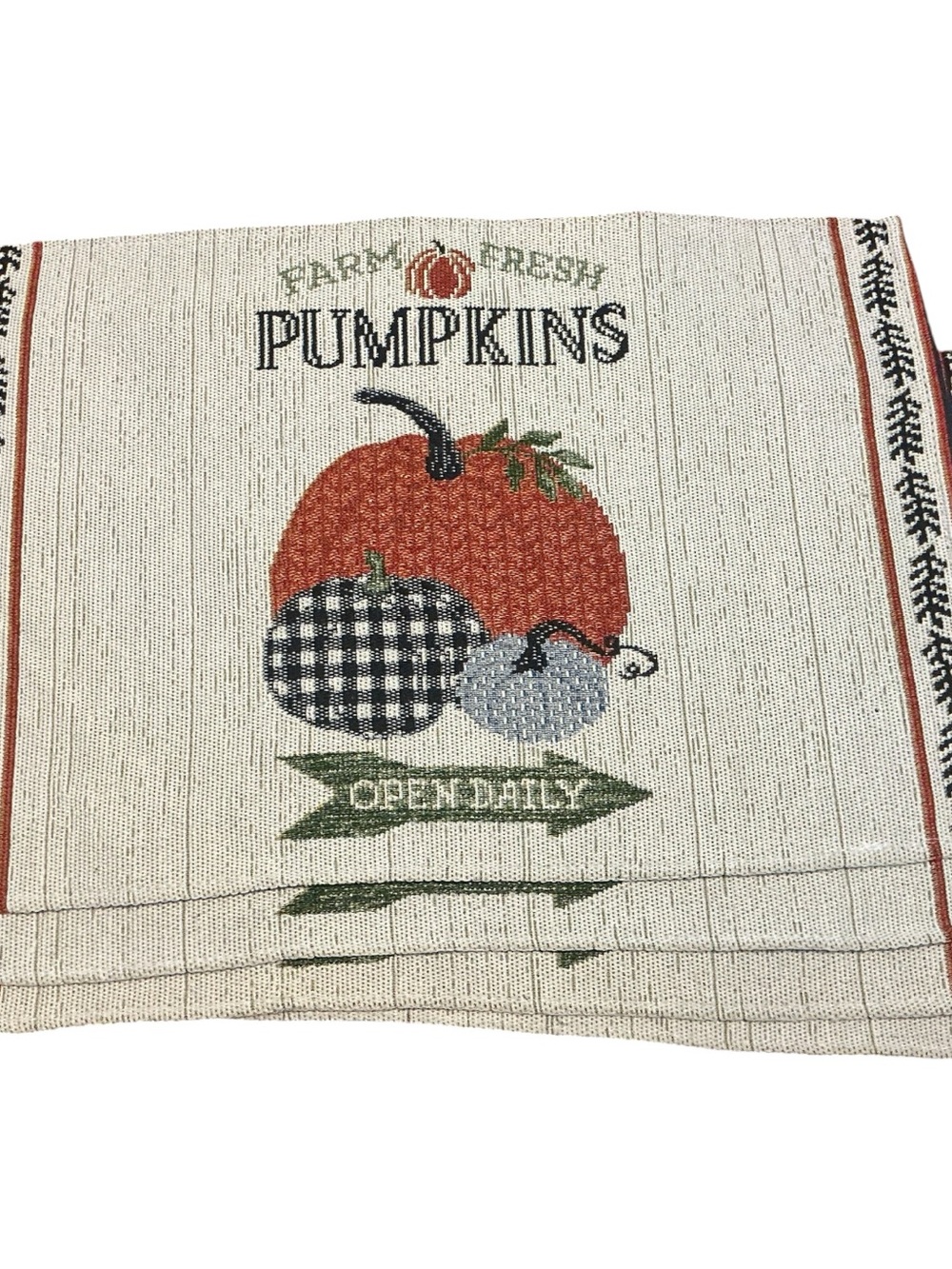 💟Set of 4 Fall Pumpkin Placemats Farmhouse Harvest Autumn Decor
